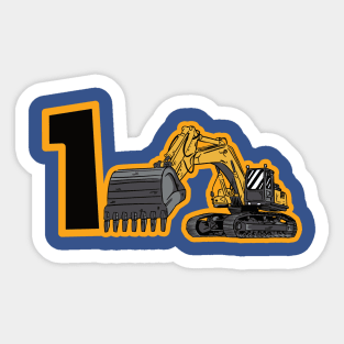 1st Birthday Tshirt Excavator Birthday Sticker